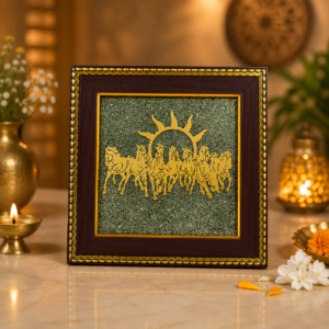 7 Horses on Raw Pyrite Frame