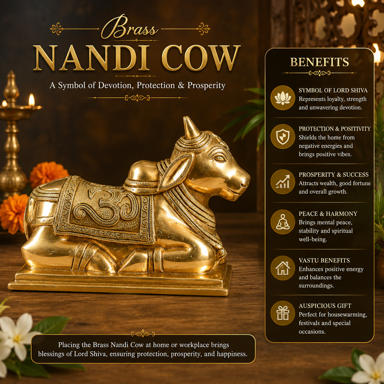Brass Nandi Statue