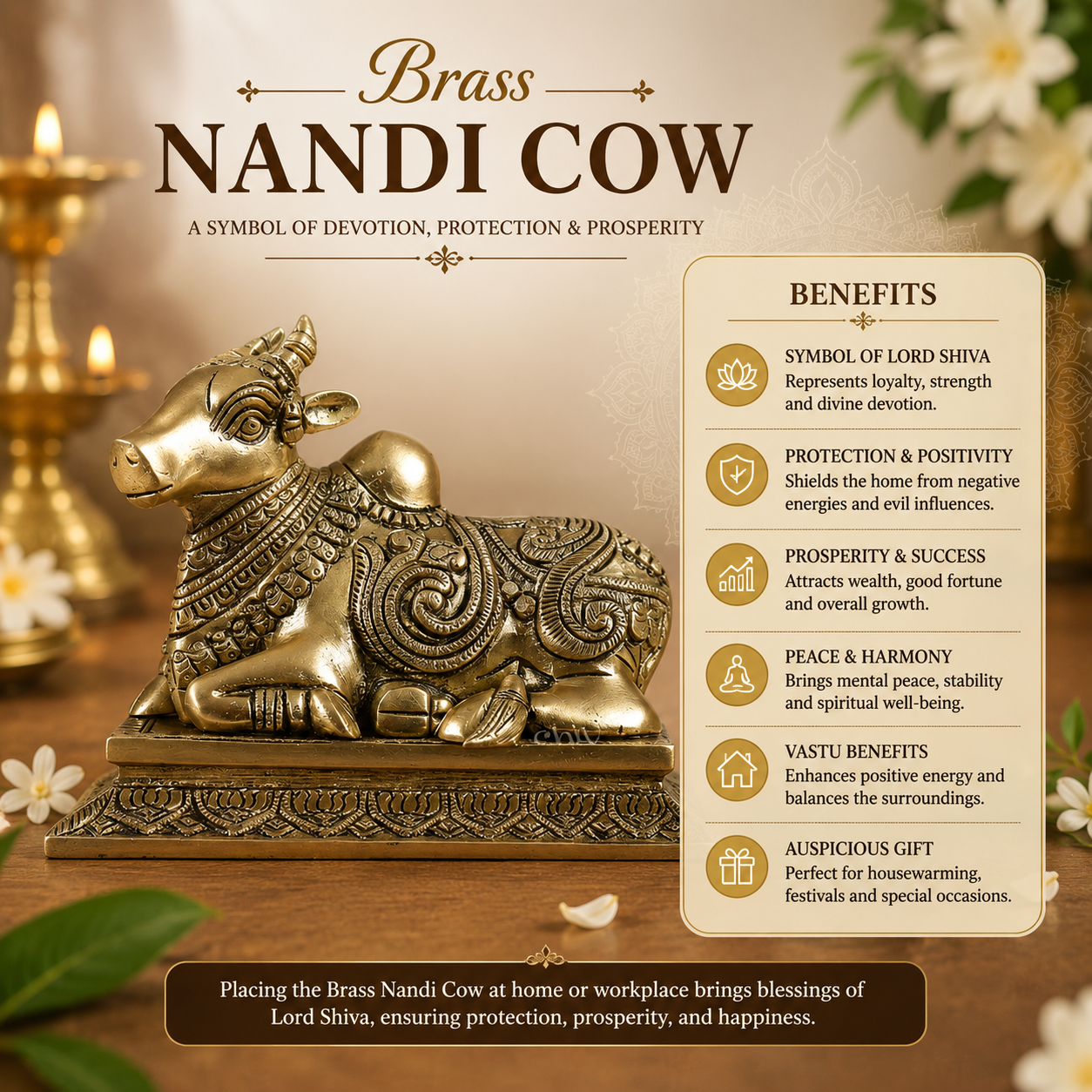 Brass Nandi Statue - Image 8