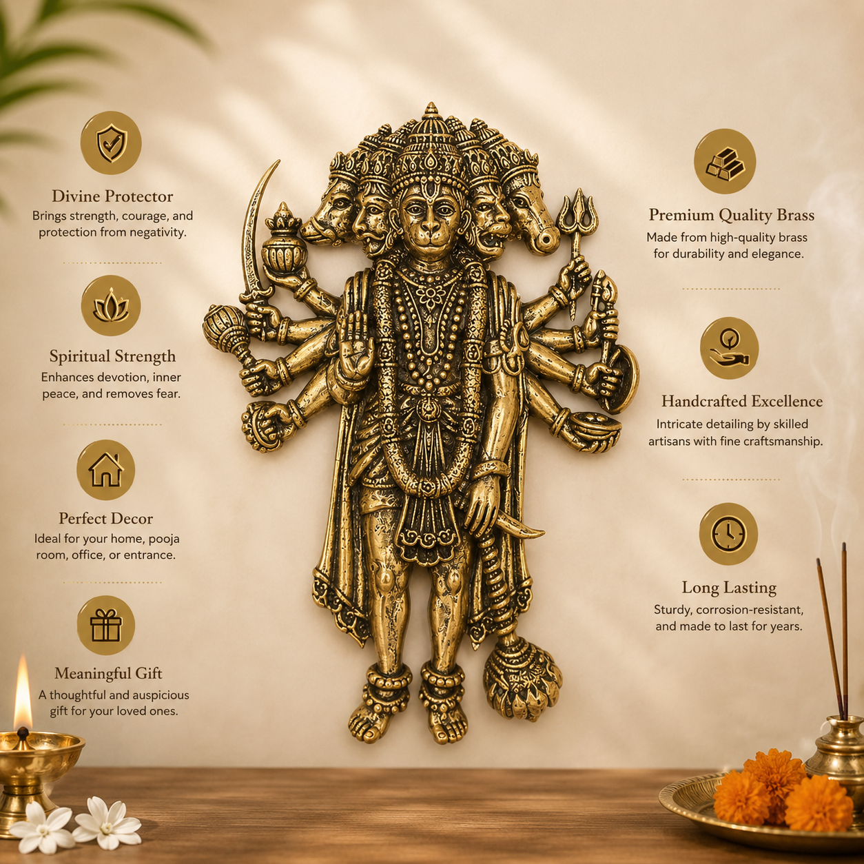 Pure Copper Panchmukhi Hanuman - Image 2