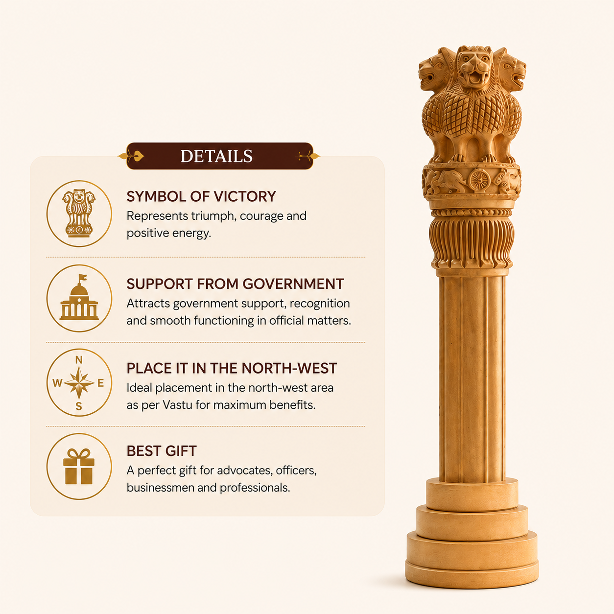 Wooden Ashoka Pillar - Image 3