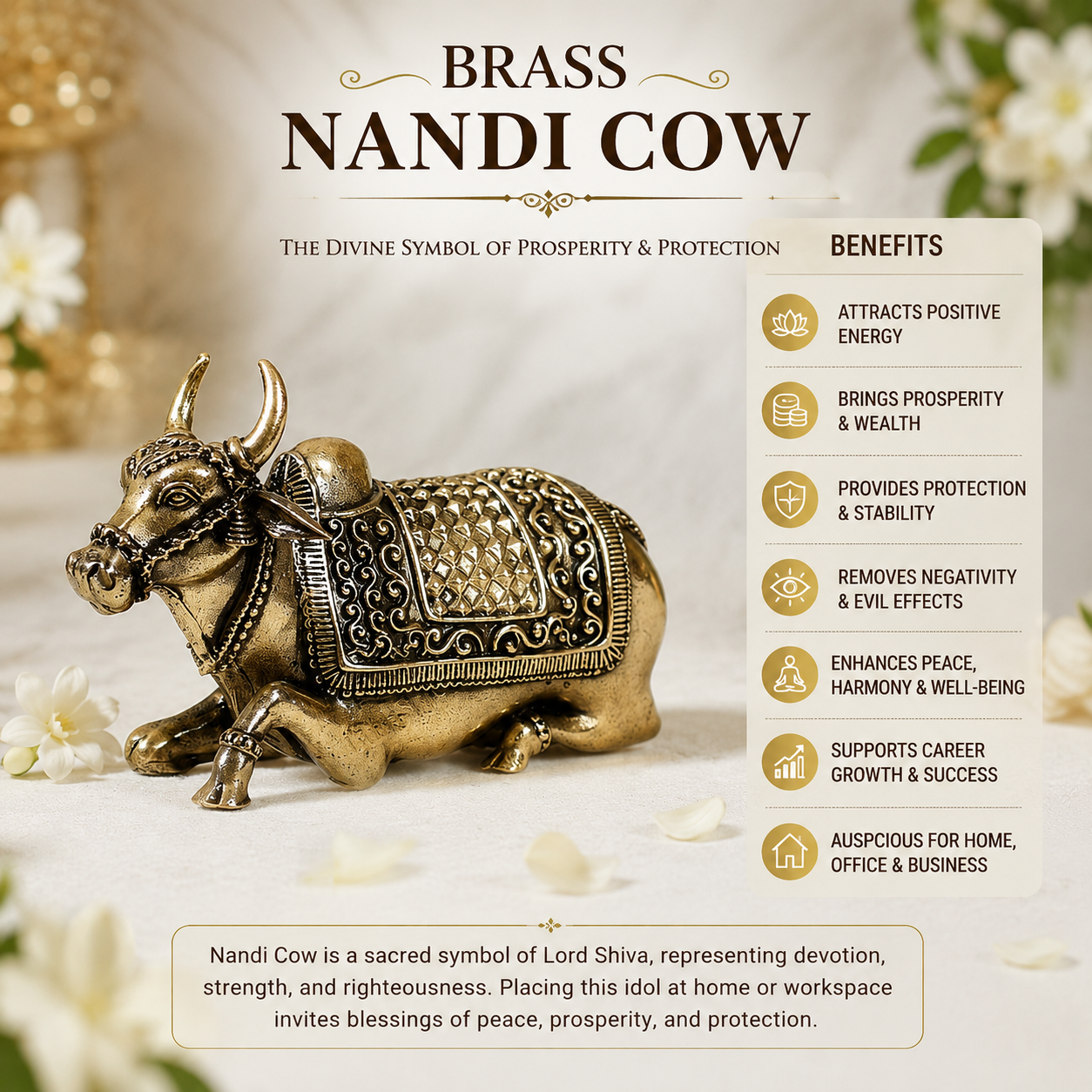 Brass Nandi Statue - Image 9